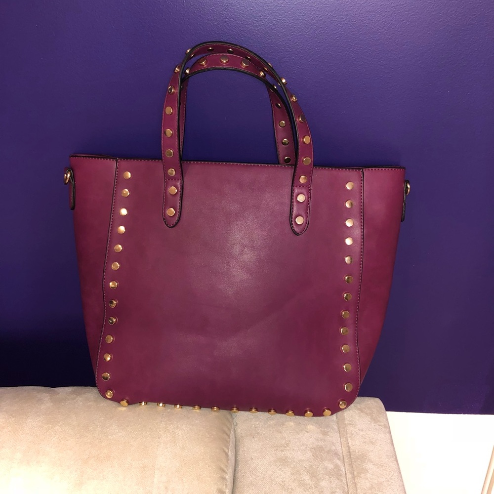 Fushia studded tote bag